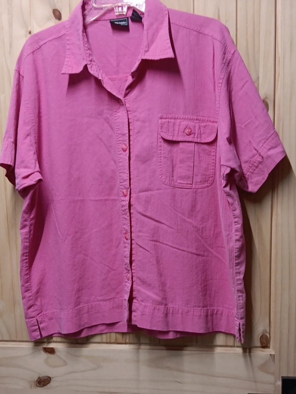 Bobbie Brooks Short-Sleeve Button-Down Shirt in Pink